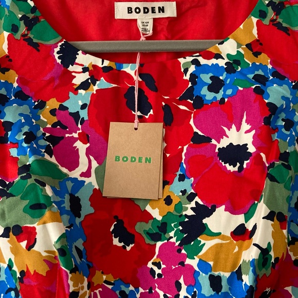 Boden Sleeveless Pleat Midi Dress Multi Wild Poppy Floral 6R US - Picture 5 of 6